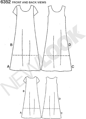 Miniatura 3 de New Look Patrón de costura fácil de las señoras 6352 vestidos en 4 variaciones