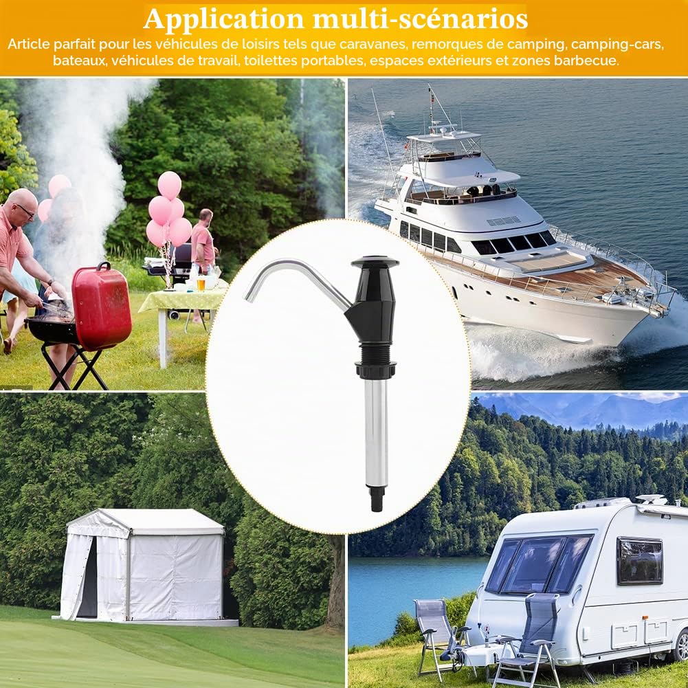 Robinet de pompe à main pour évier, évier, évier, pompe à main double action pour camping, remorque, camping-car, véhicules de travail (noir)