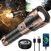 Vista 9 de SKYFIRE Rechargeable Flashlights High Lumens with Ignition Lens,5000 Super Bright Tactical Flashlight,Zoomable,6Modes,Waterproof Flash Light for