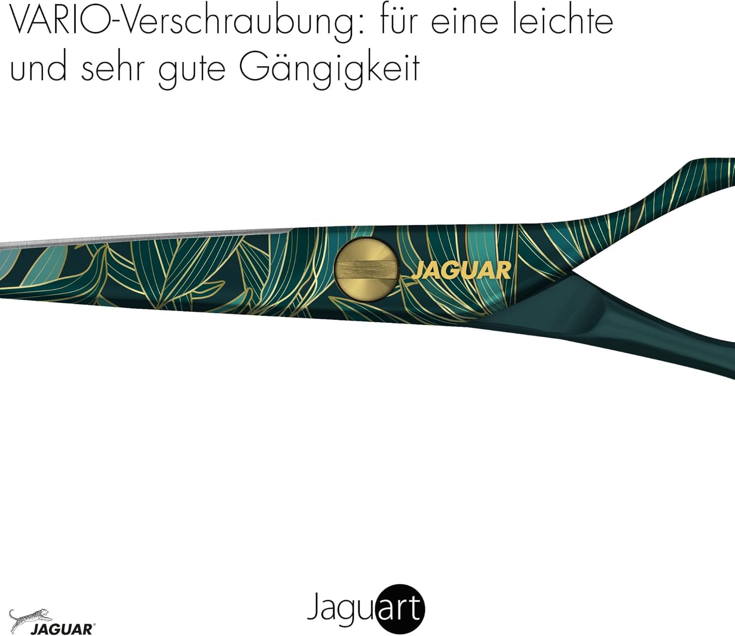 Jaguar Exotic Island Jungle Green Hairdressing Scissors, Right Handed Offset Handle, 5.5 Inch