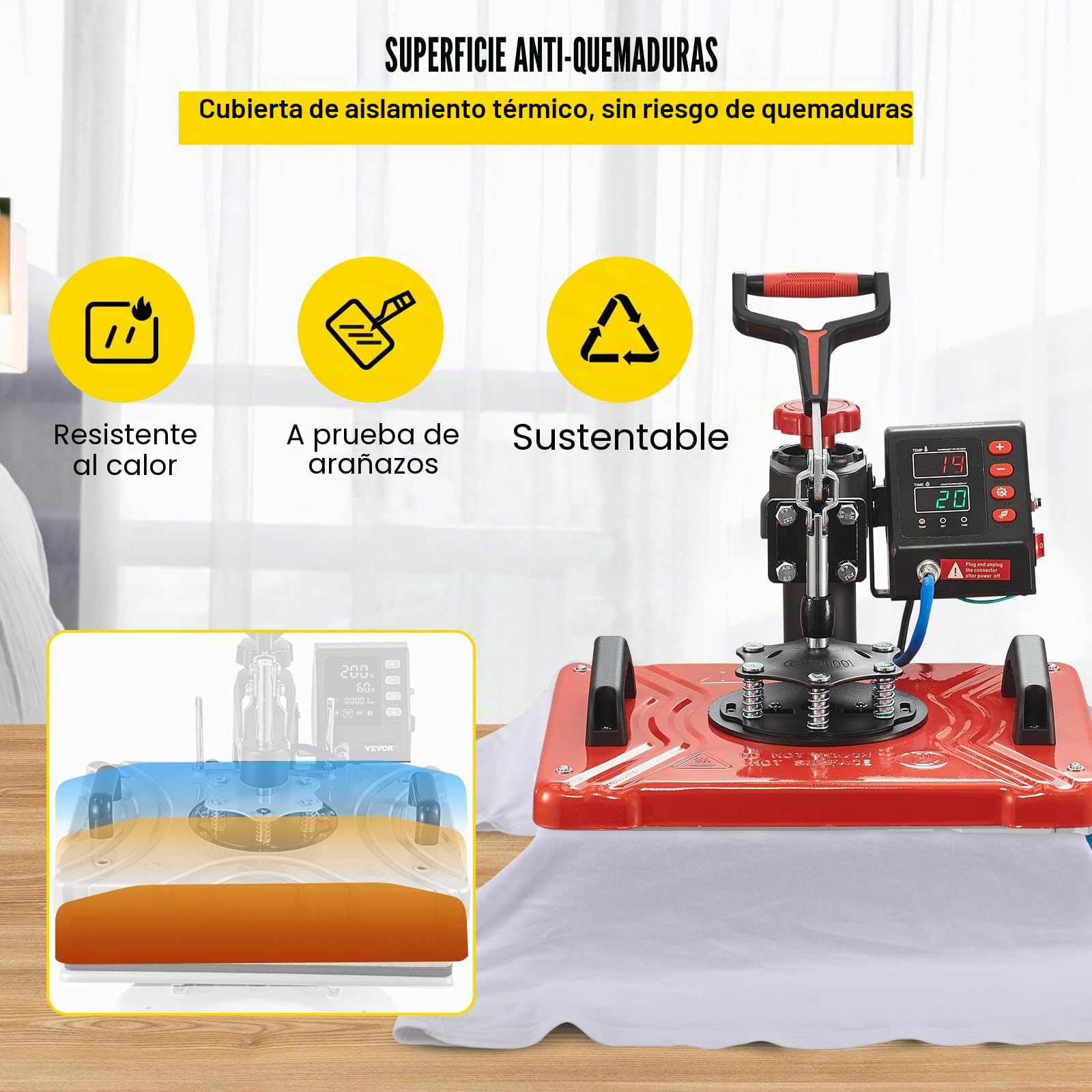 Richrich prensa caliente 10 en 1 máquina de sublimación de transferencia 30x38 cm máquina de prensa de calor rojo digital LCD 1000 W transferencia eficaz para camiseta sombrero gorra taza plato pluma