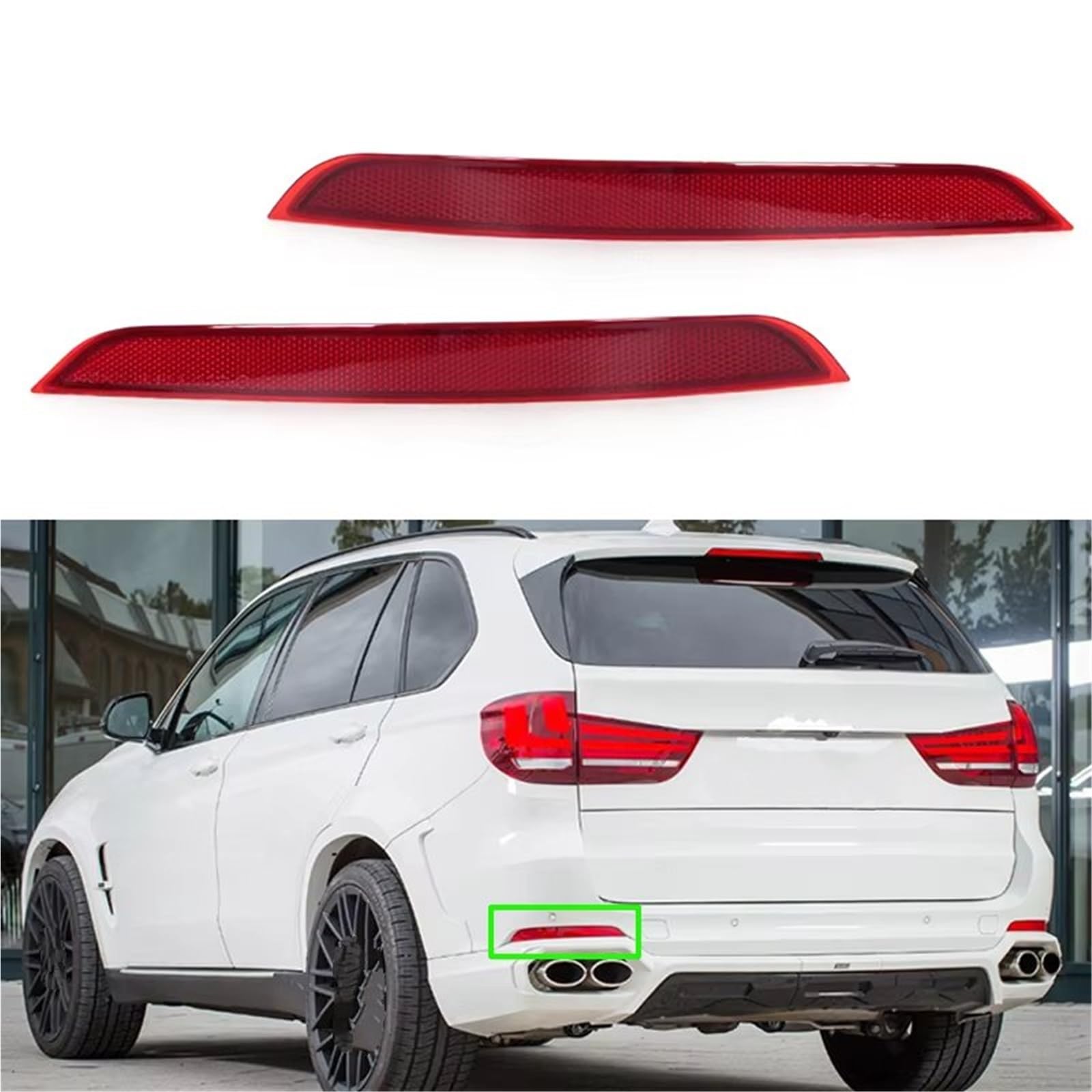 Gruppo fanale Posteriore Compatibile Con BMW Per X5 F15 2014-2018 Paraurti Riflettore Fanale Posteriore Freccia Stop Freno Fendinebbia Indicatore Direzione 63147290091 63147290092(Pair)