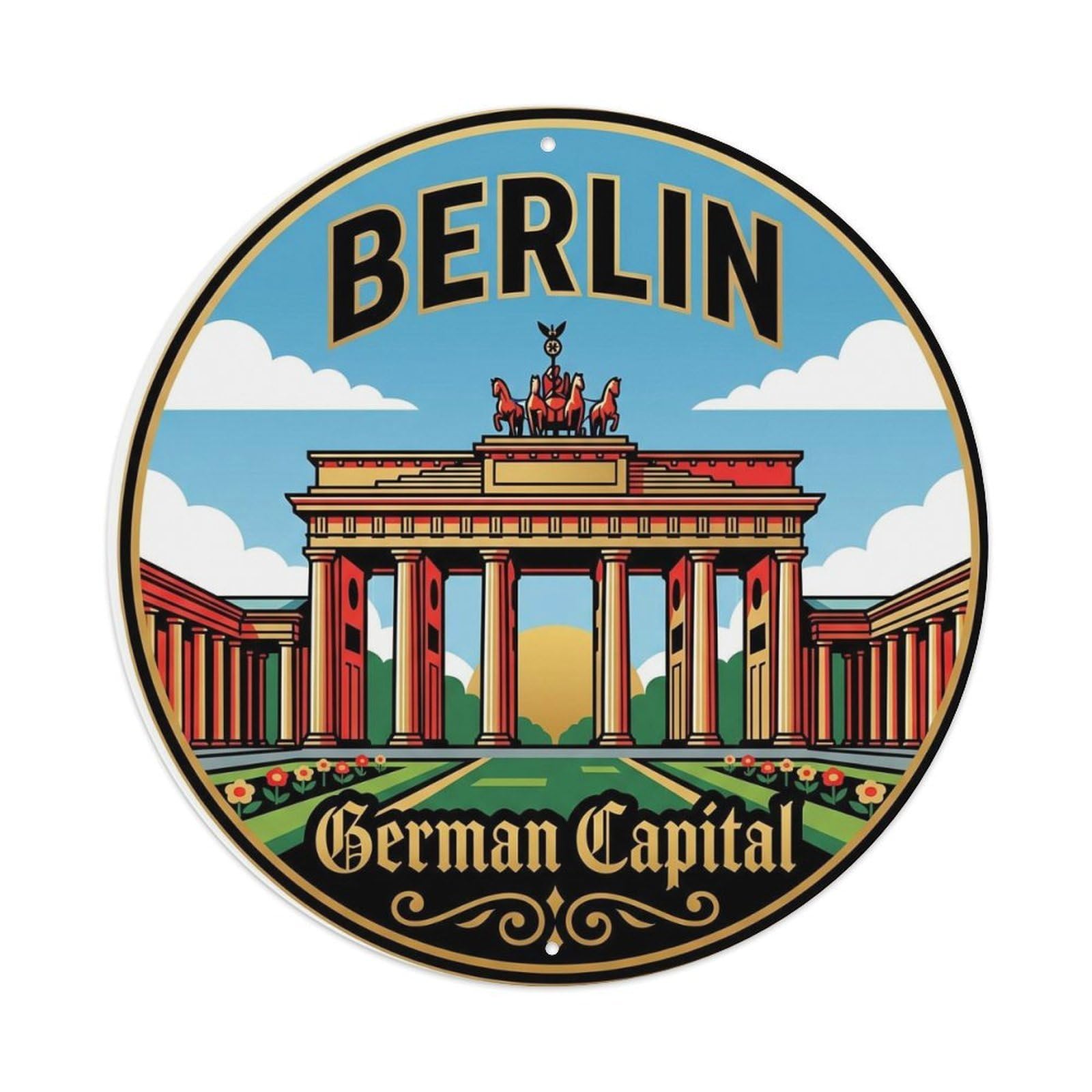 Fqnyr Style Vintage Travel Berlin Gate Germany 1 Metal Tin Sign