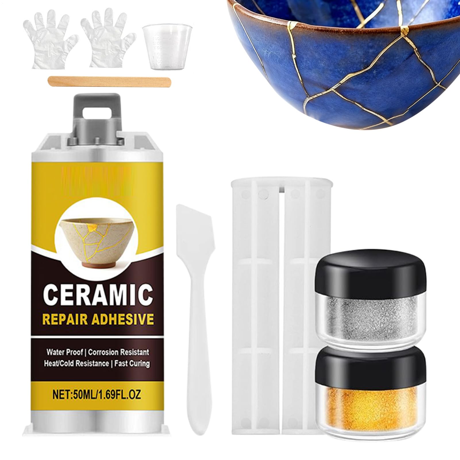 Ceramic Repair Kit with Gold Adhesive
