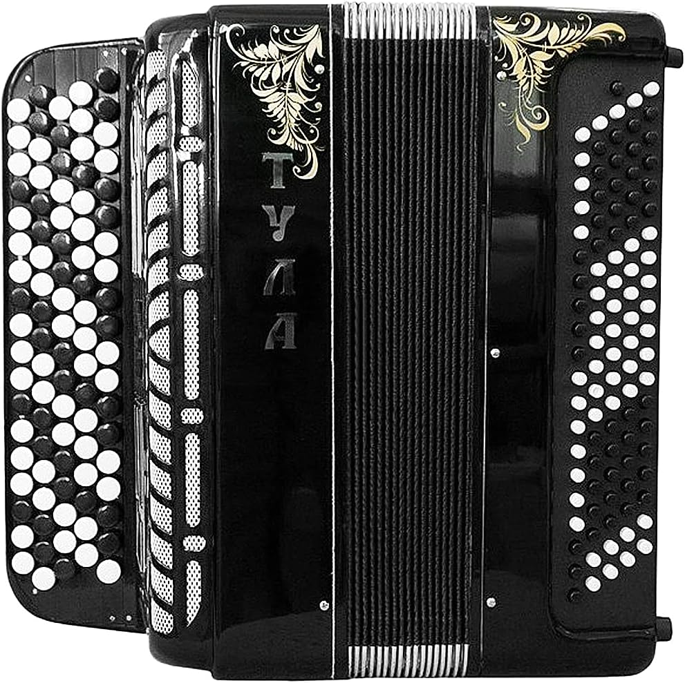 New Tula 209 Tulskiy Bayan Chromatic Button Accordion B System made in Russia High Class Musical Instrument BN 49 3 Perfect Sound! incl. Leather Straps, Case.