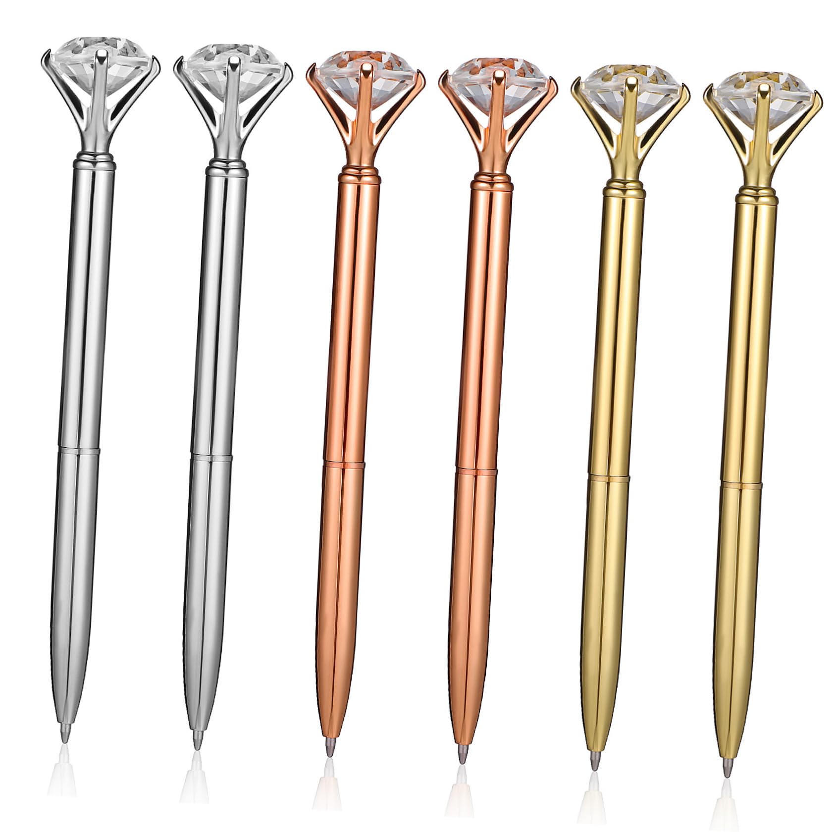 jojofuny 6pcs Diamond Ballpoint Pens Fountain Pen Office Decor s with Diamonds on Top Stress Ball Bridal Shower s Office s for Women Writing Tool Metal