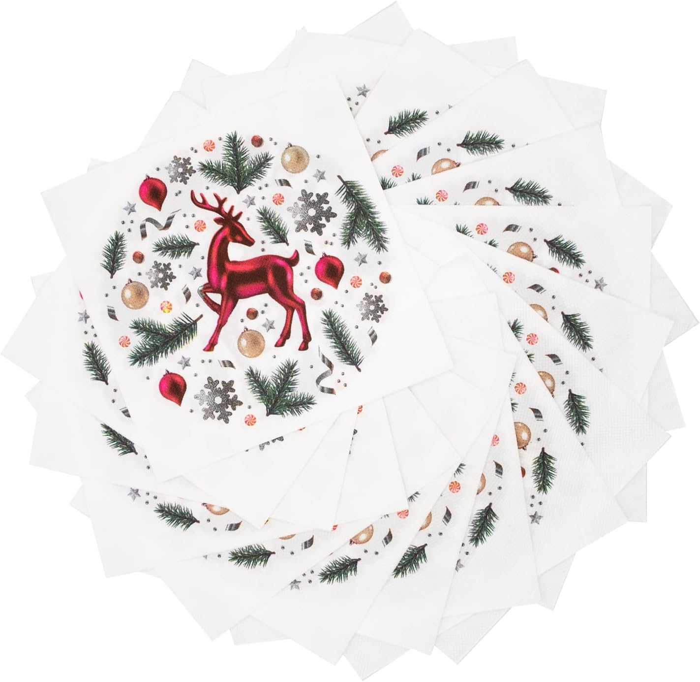 Christmas Paper Napkins, 20PCS Elk Christmas Party Napkins Xmas Theme