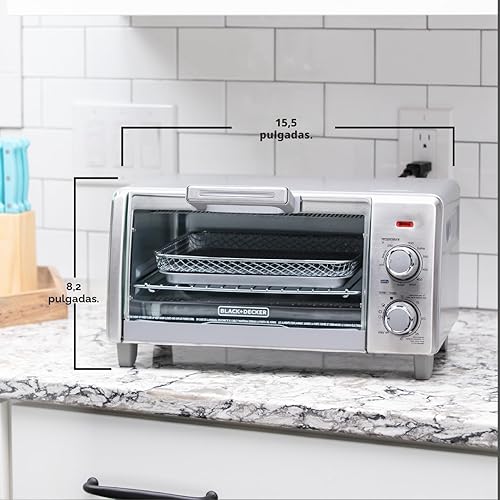 Miniatura 8 de BLACK+DECKER Crisp 'N Bake Air Fry - Horno tostador de convección para encimera, capacidad media, 4 rebanadas, 5 en 1, se adapta a pizza de 9