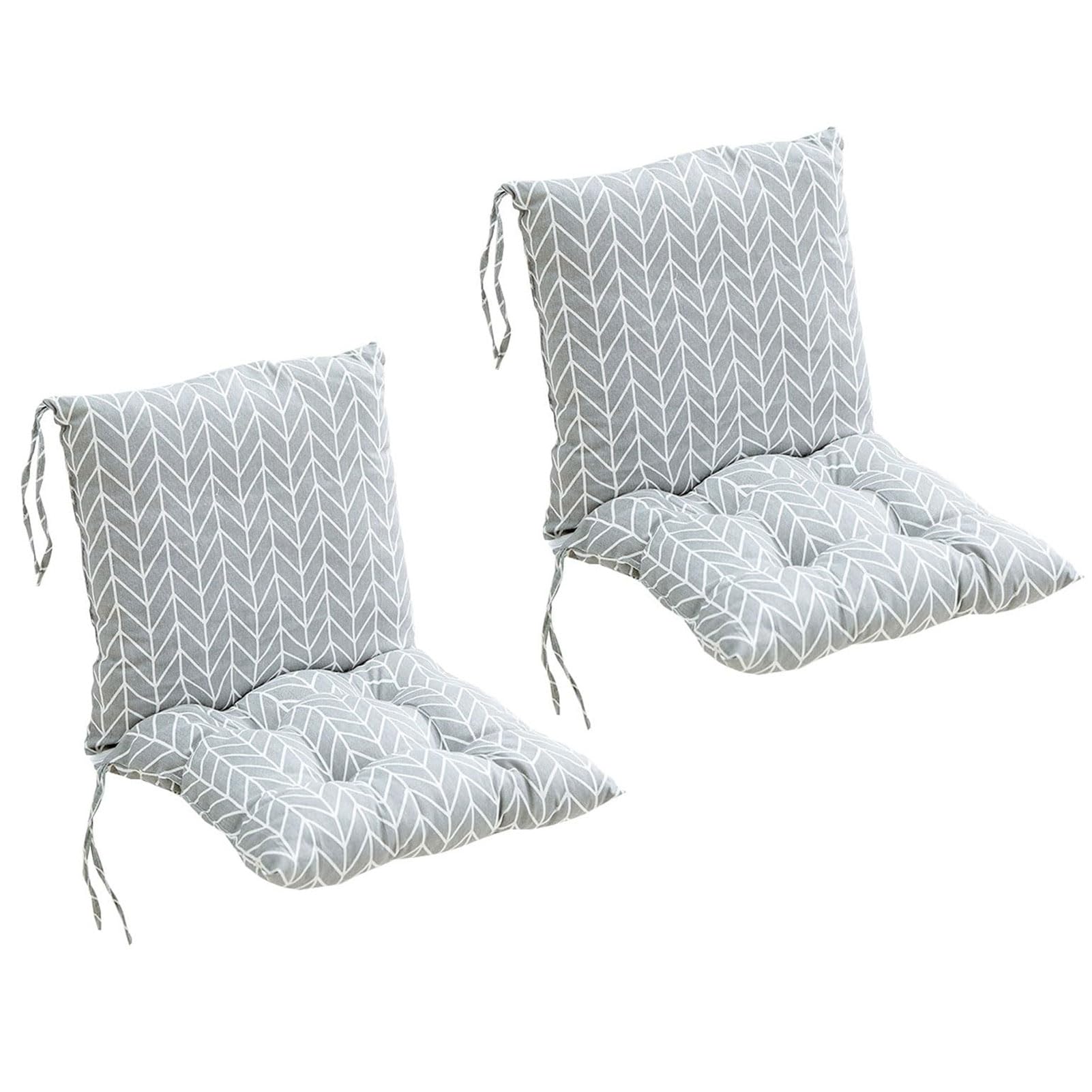 HLXHG 2 Set of Garden Chair Cushions with Backs, Comfortable Outdoor Seat Pads Cushions with Fixing Straps, Removable Low Back Cushion for Sun Lounger Patio Garden Chair Replacement Cushions,R