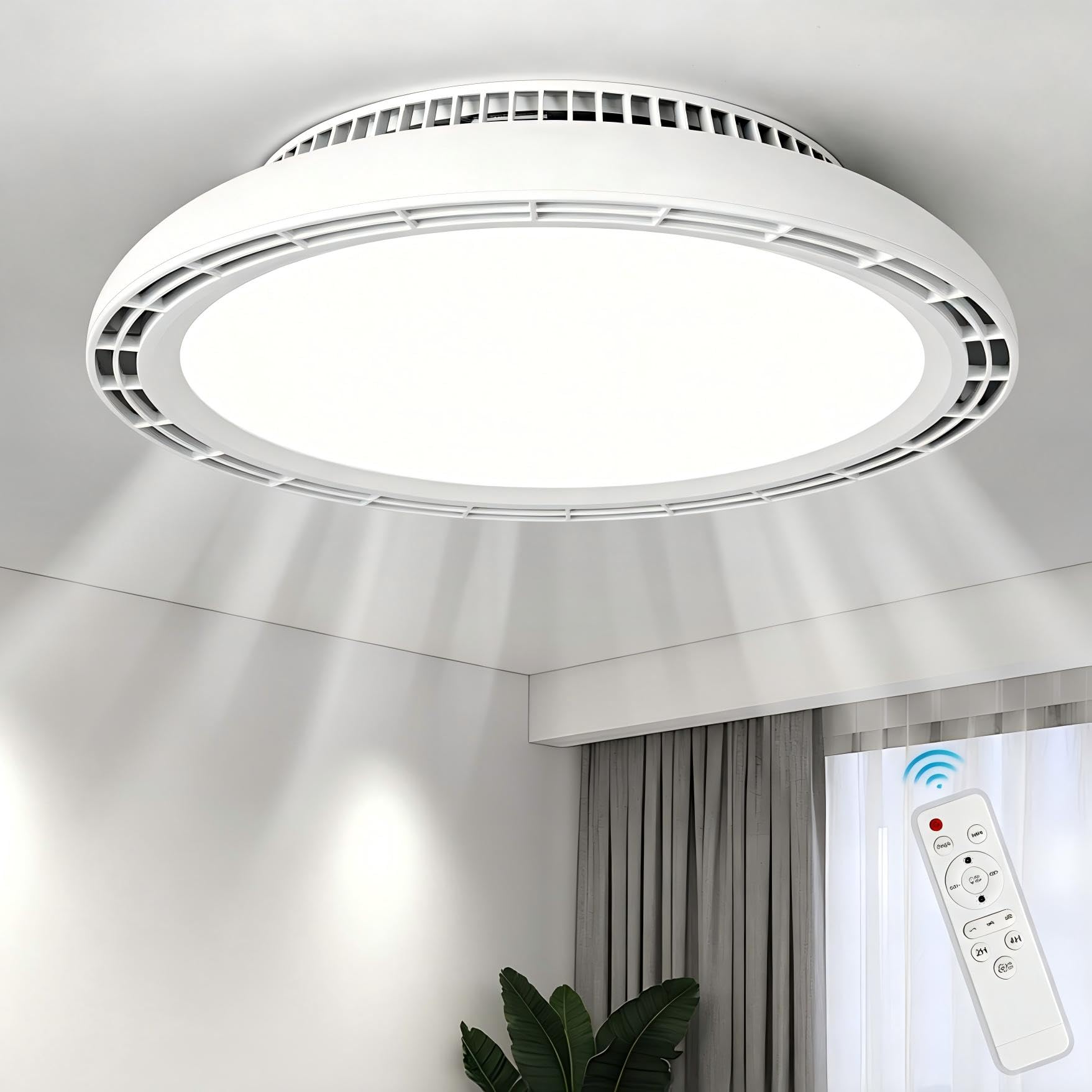 HARPER LIVING Ceiling Fan with Lights & Remote, RGB 3CCT Bladeless Silent