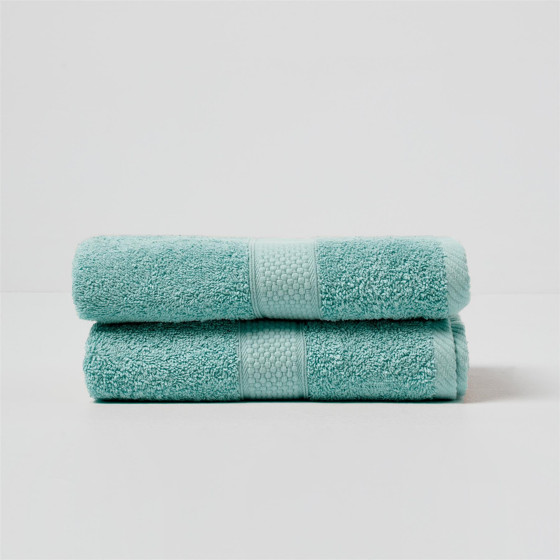 HOMESCAPES Sea Green Turkish Cotton Set of 2 Hand Towels Super Soft Thick & Absorbent 500 GSM Towel Heavy Weight for everyday Luxury