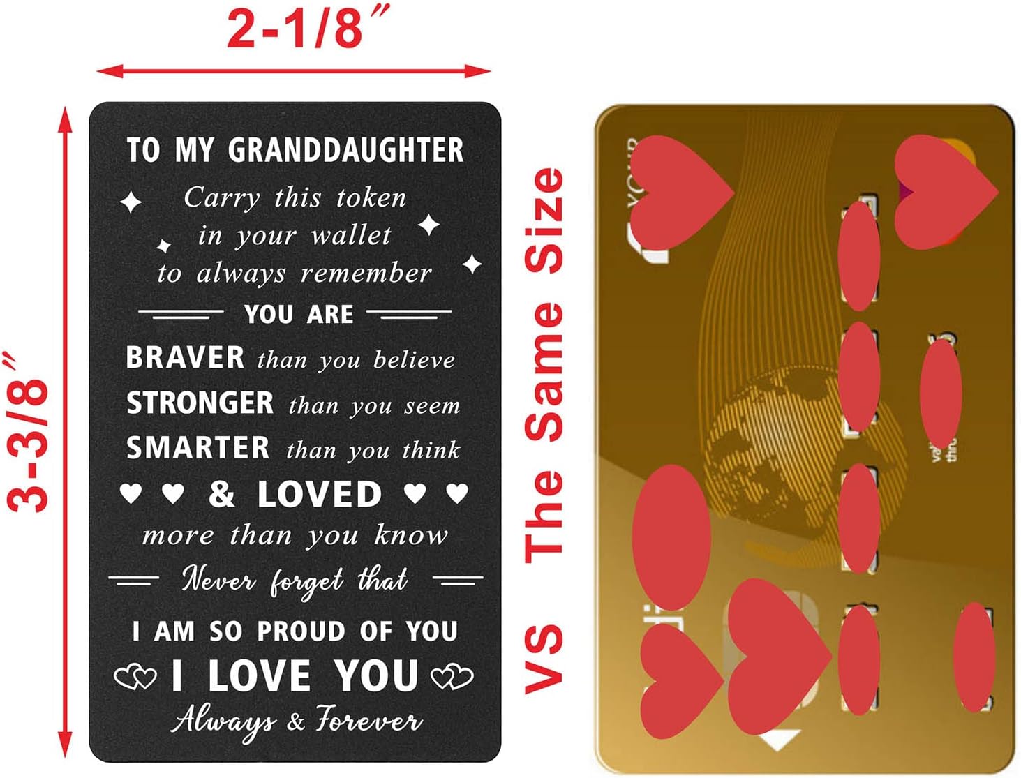 ENGZHI Granddaughter Wallet Card - So Proud of You - Teen Girls Gifts for Brirthday Christmas Graduation, Granddaughter Present (Pack of 2)
