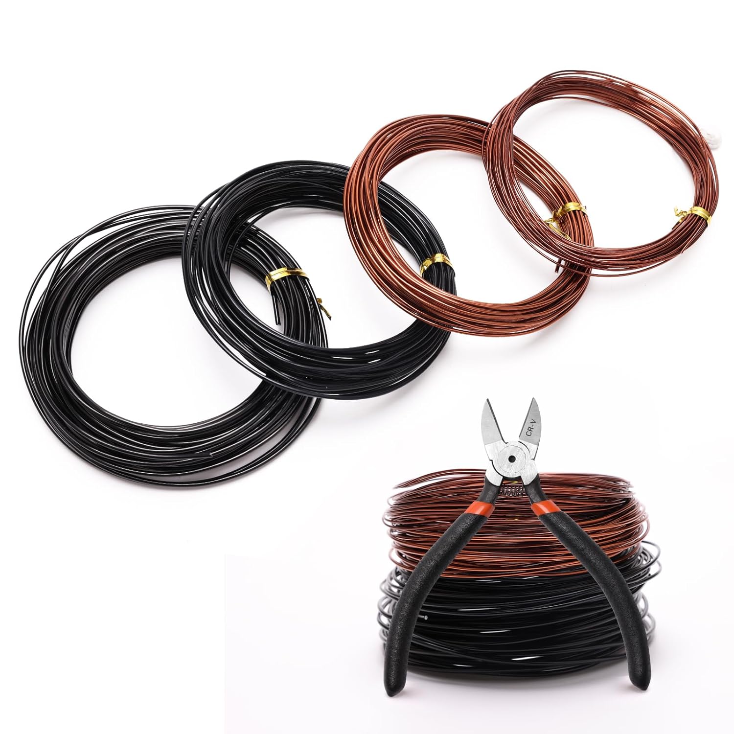 Bonsai Training Wire Kit for Bonzai Trees Indoor, Bonsai Wire Kit, Aluminum Wire for Handicrafts, Bonsai Tool Set with Cutter Size of 1-mm, 1.5-mm, 2-mm