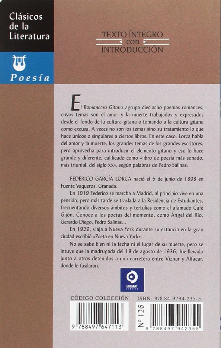 ROMANCERO GITANO (Clásicos de la literatura universal)