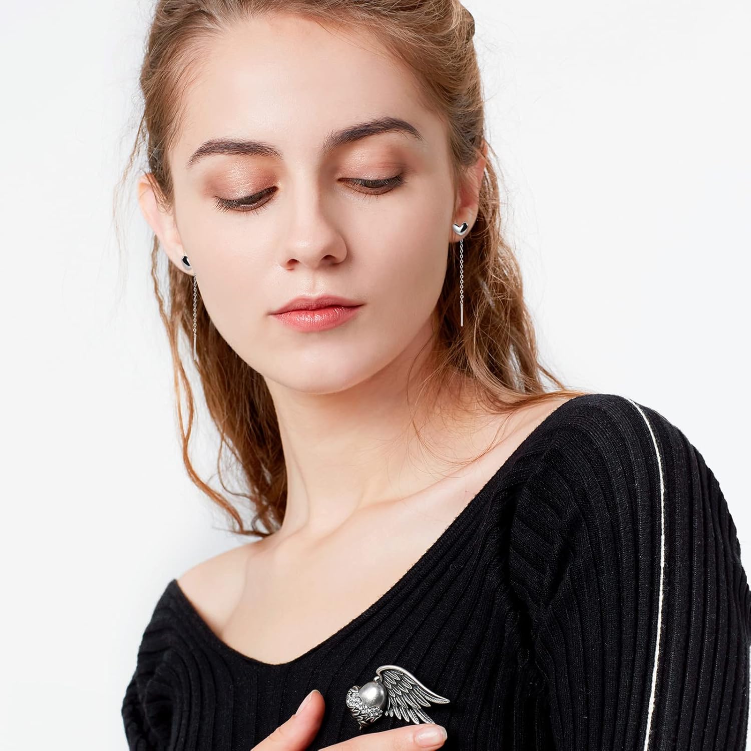 925 Sterling Silver Chain Earrings for Women,18K gold plated Threader Earrings for Women,Long Dangle Drop Earrings for Women Teen Girls - Image 4