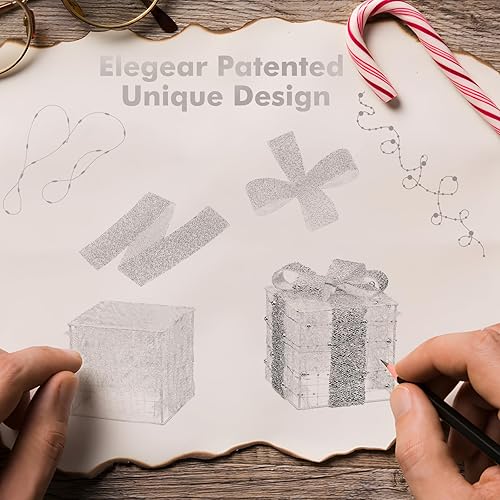 Miniatura 9 de Decoraciones de Navidad Azules, Cajas de Regalo Iluminadas de Navidad 140 LEDs Regalos Luminosos Decoración Navideña, 8 Modos y Función de Azul -