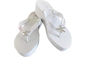 Starfish Bridal Flip Flops, Personalized Mrs Last Name Wedding Sandals