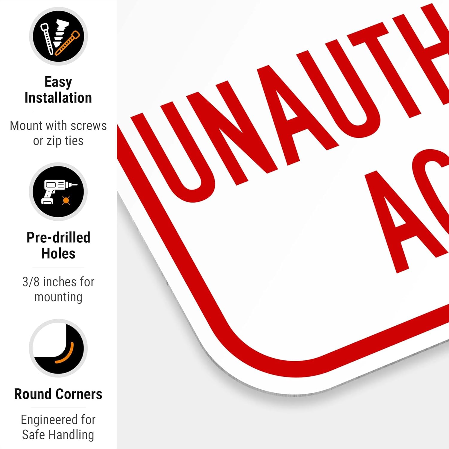 Private Drive No Unauthorized Access Sign, 12x18 Inches, Rust Free .063 Aluminum, Fade Resistant, Made in USA