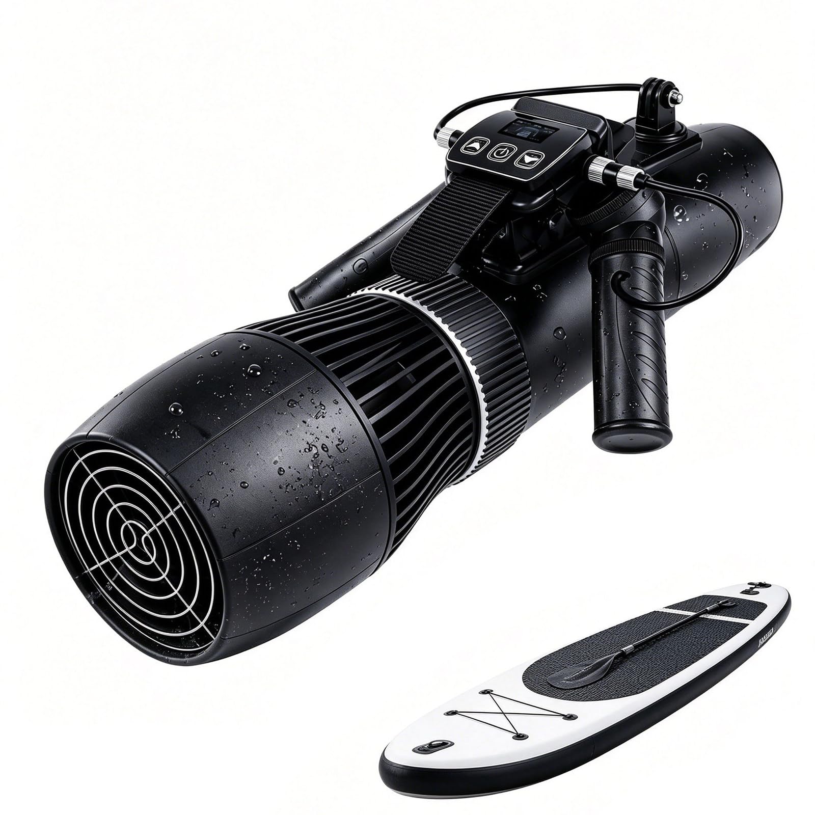 Aredwhiterui Upgraded Dual-Control Underwater Scooter – SUP Motor Assist, Corded & Cordless Remote, Diving Handle, 30M Depth for Snorkeling, Kayak & Calm Water 500W