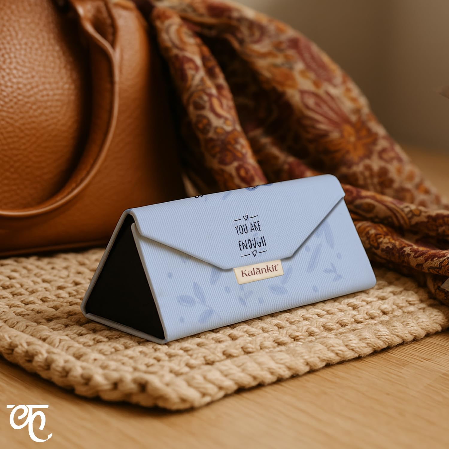 Kalankit Trifold Sunglass Cover | Portable Foldable Sunglass Case | Eyewear Specs Cover | Rakhi Gift for Brother | Gift For Wedding | You are enough - Image 4 thumbnail