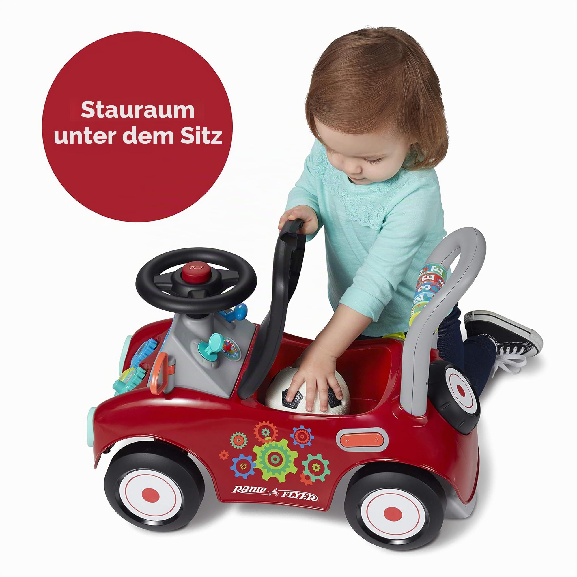 Radio Flyer Busy Buggy, Rutschspielzeug, Sitzend zum Stehen, Spielzeug für Kleinkinder, 1–3 Jahre, rotes Spielzeug für Kinder