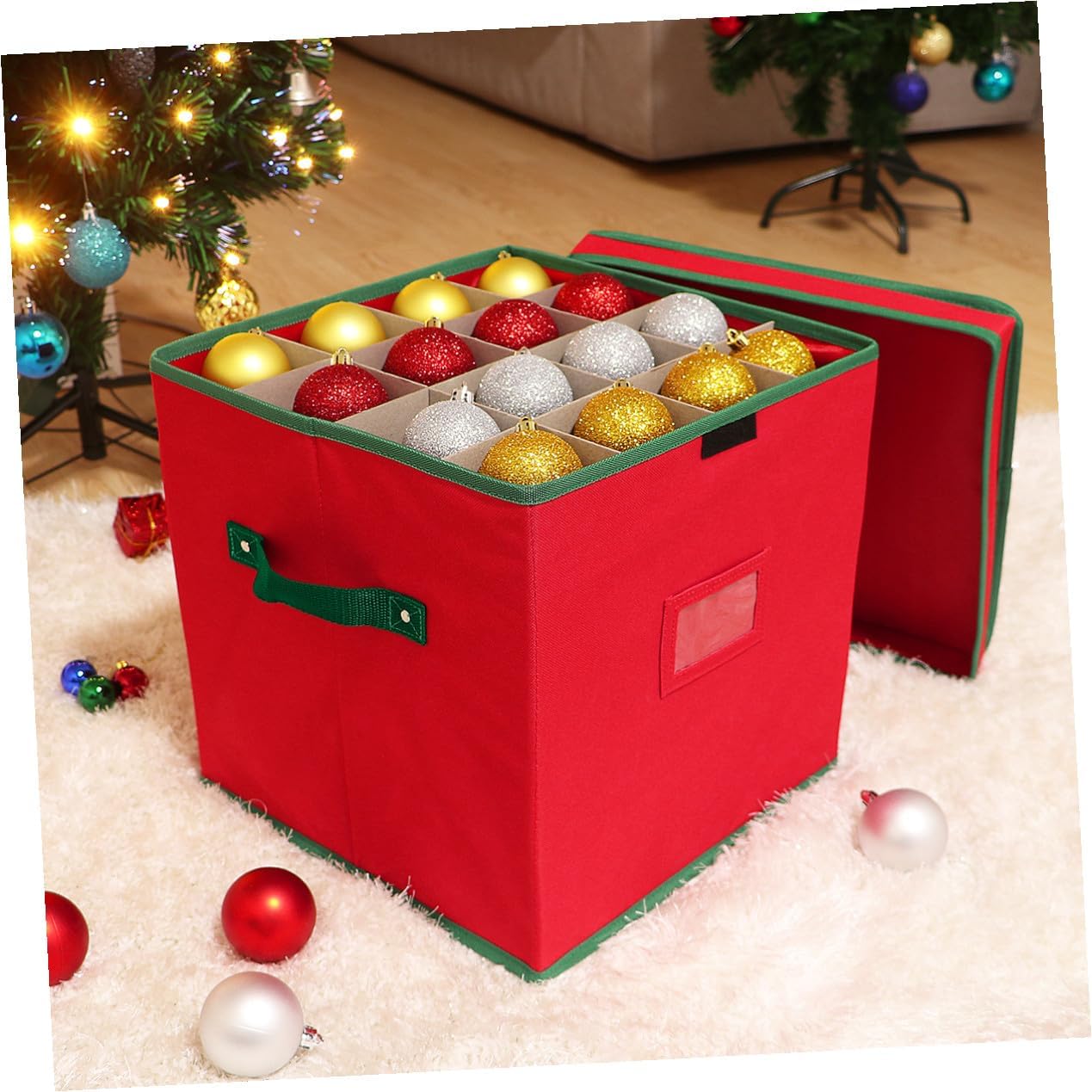 Cabilock Holiday Ornament Storage Box Christmas Ornament Container Christmas Storage Solution