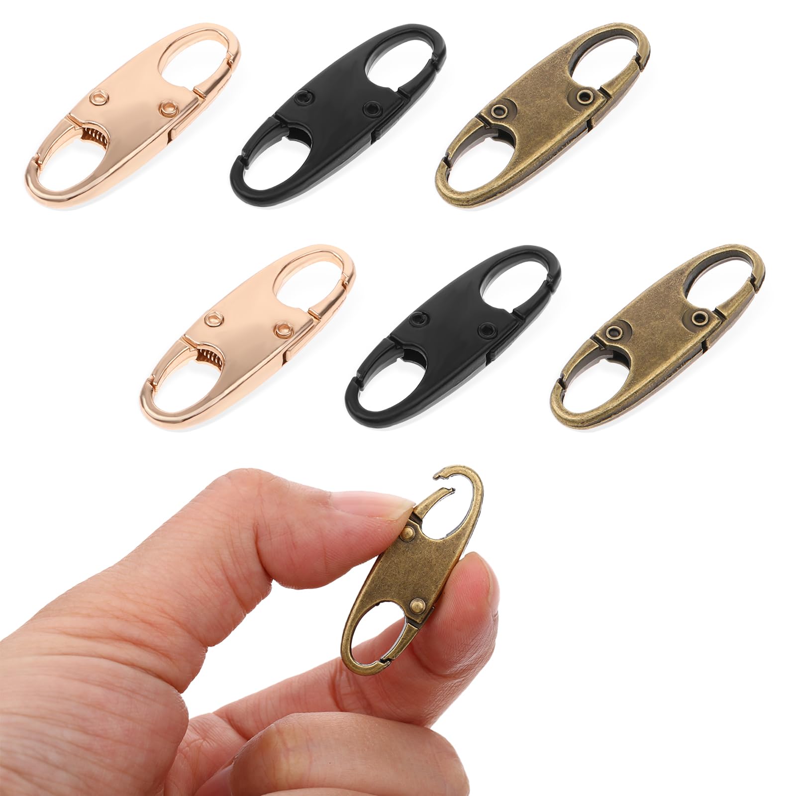 DIVINA VITAE Zipper Clips Anti Theft Deterrent, 6PCS S Carabiner Small Zipper Pull Locks Mini Snap S Hooks for Backpacks Camping Fishing Traveling Outdoor Sports