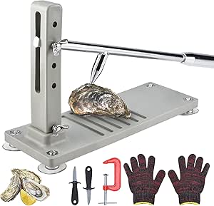 RealPlus Oyster Shucker Tool Set Adjustable Oyster Clam Opener with Shucking Knives Gloves and G-clip