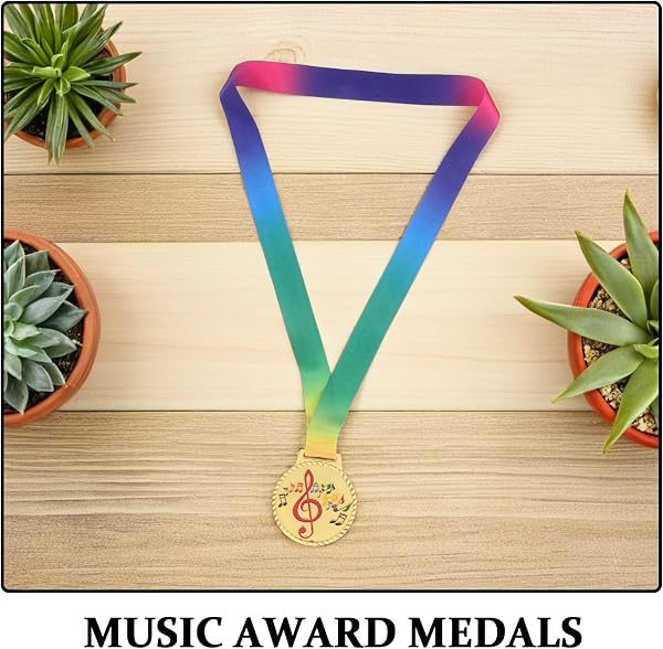 SHINYPASING Médaille de Musique en Alliage de Zinc Doré Cordon, Récompense Garçon et Filles pour Concours Piano Violon Chant Danse, Médaille D’Or Première Place pour Cérémonie Sportive - 3