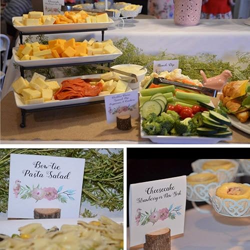 Miniatura 4 de Senover Soporte de números de mesa de madera rústica, soporte de tarjeta de lugar de madera, para fiestas, bodas, tarjetas de nombre, tarjeta de