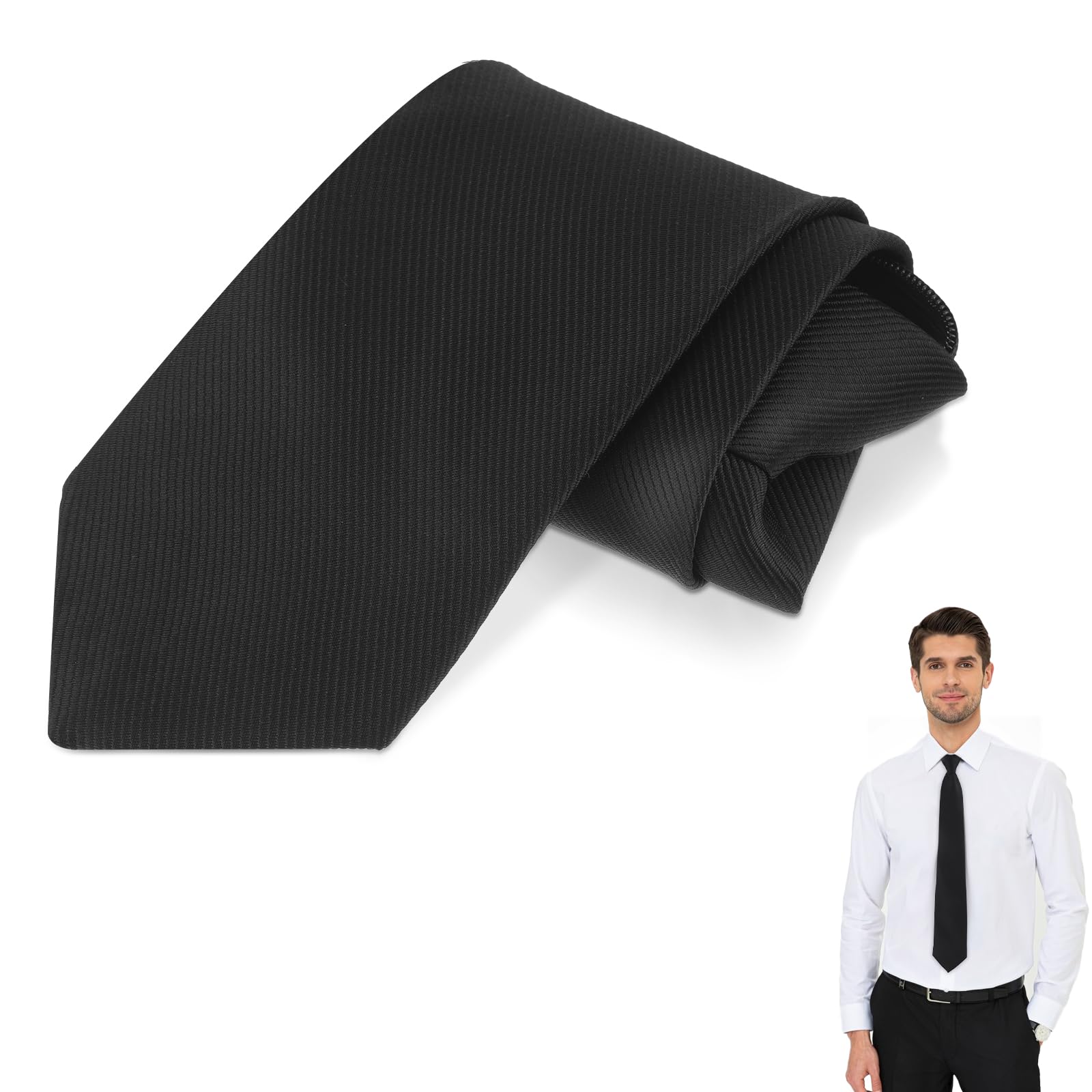 Aster 2 Pezzi Cravatta Nera Da Uomo Fermacravatta Tinta Unita Uniforme Pre Cravatta Pre Annodata Regolabile Per L Uniforme Scolastica Di Laurea Di Nozze 108244130