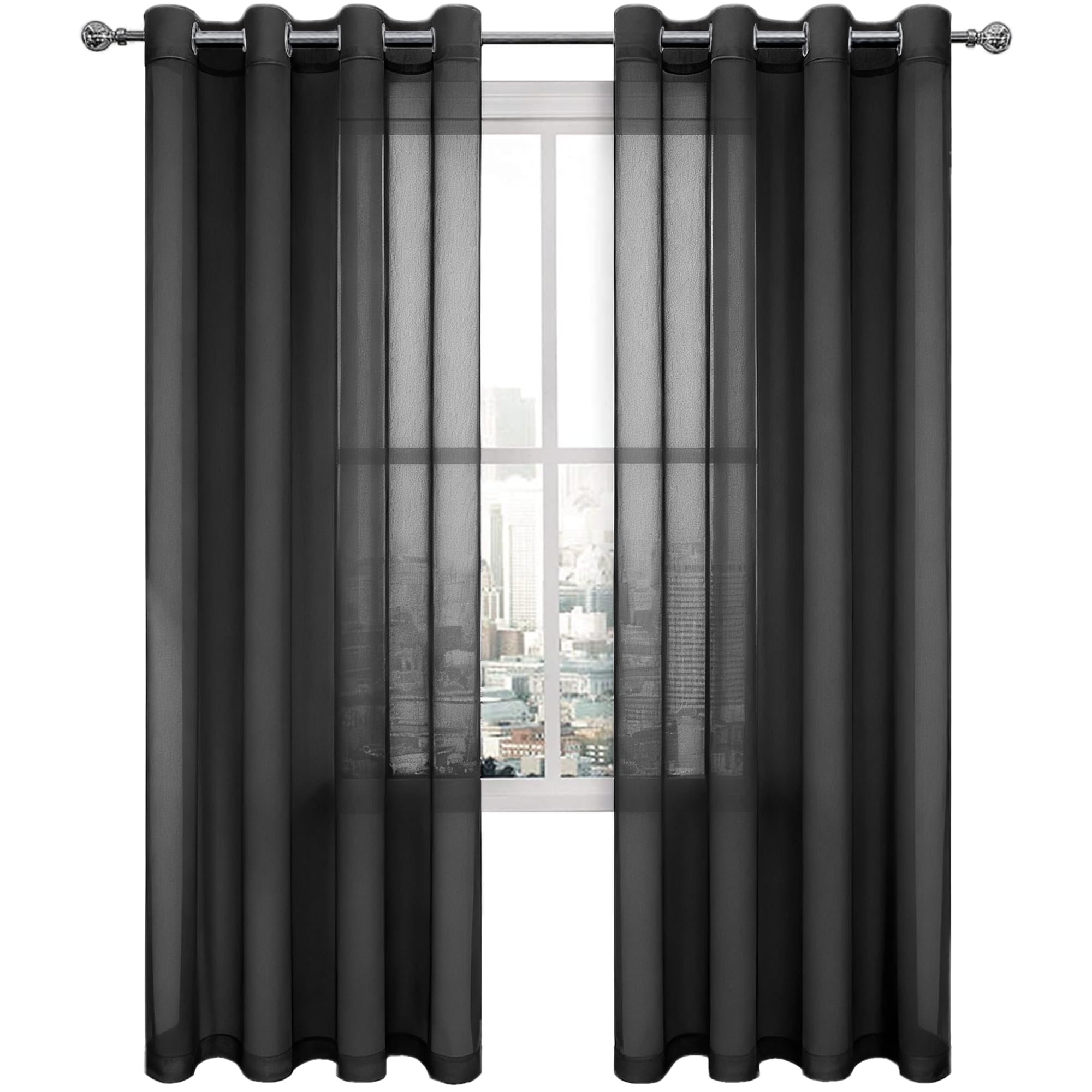 Voile à oeillets noir 460 x 285 cm pour illuminer la chambre de fille