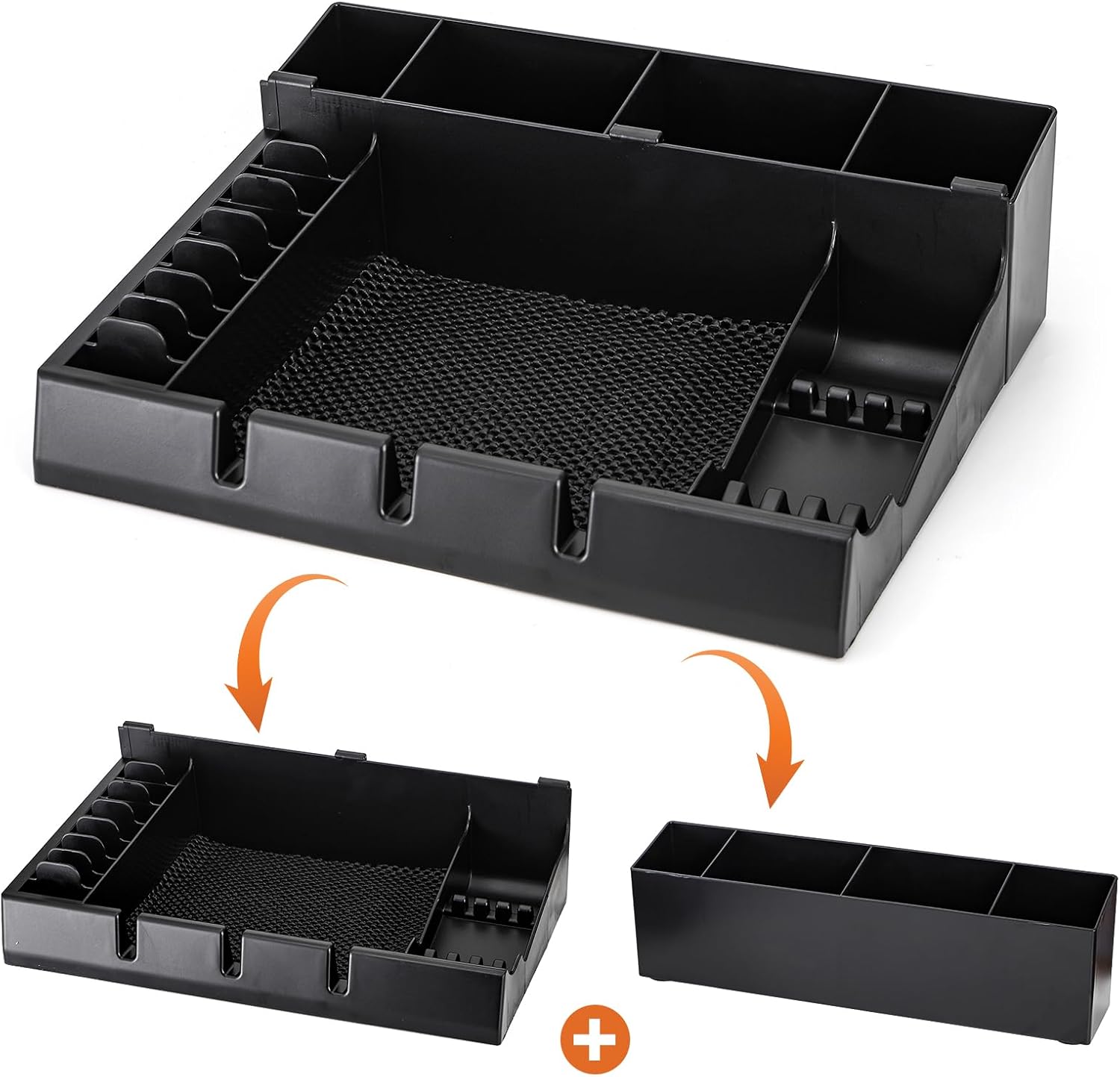 Hedume Hair Salon Styling Tools Organizer with Anti-Slip Mat, Detachable Multifunctional Stylist Tool Tray Organizer for Hair Brush, Combs, Clips, Scissor, Shaver, Clippers, Trimmers & Other Tools