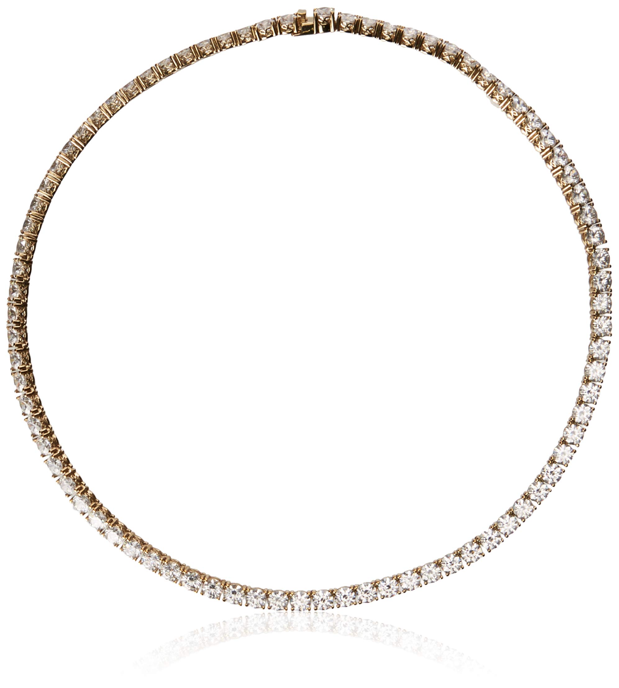 Amazon Collection Platinum Plated Sterling Silver Tennis Necklace set with Round Cut Infinite Elements Cubic Zirconia