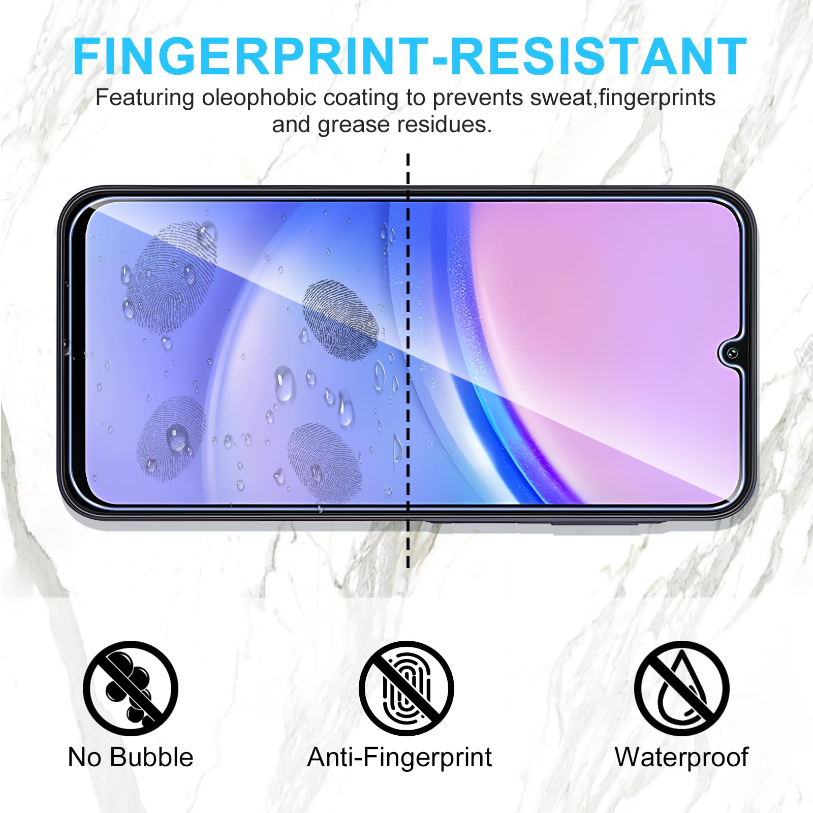 Phoona Vetro Temperato per Samsung Galaxy A15 4G/5G, 2 Pezzi Pellicola Protettiva per Samsung A15, Durezza 9H, Anti Graffio, Anti-Impronte, Senza Bolle(6,5 pollici)