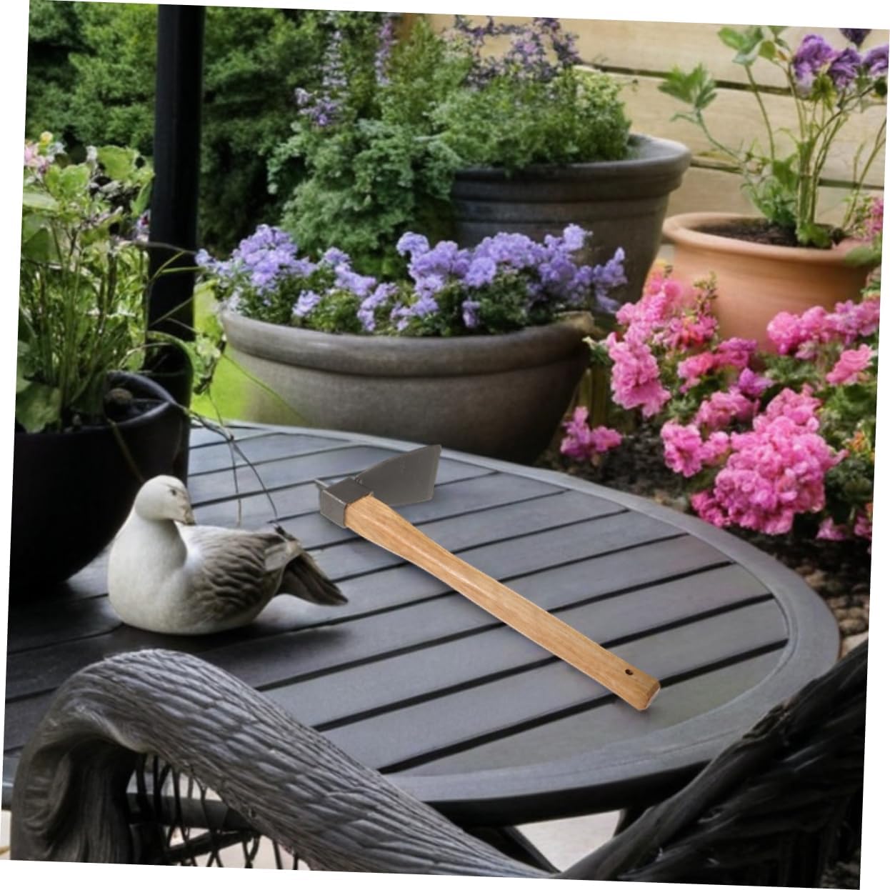 Angoily 2pcs Small Garden Hand Hoes Steel Hoe Wooden Handle for Weeding Planting and Soil Loosening Gardening Tool Handheld Farm Tool for Landscaping