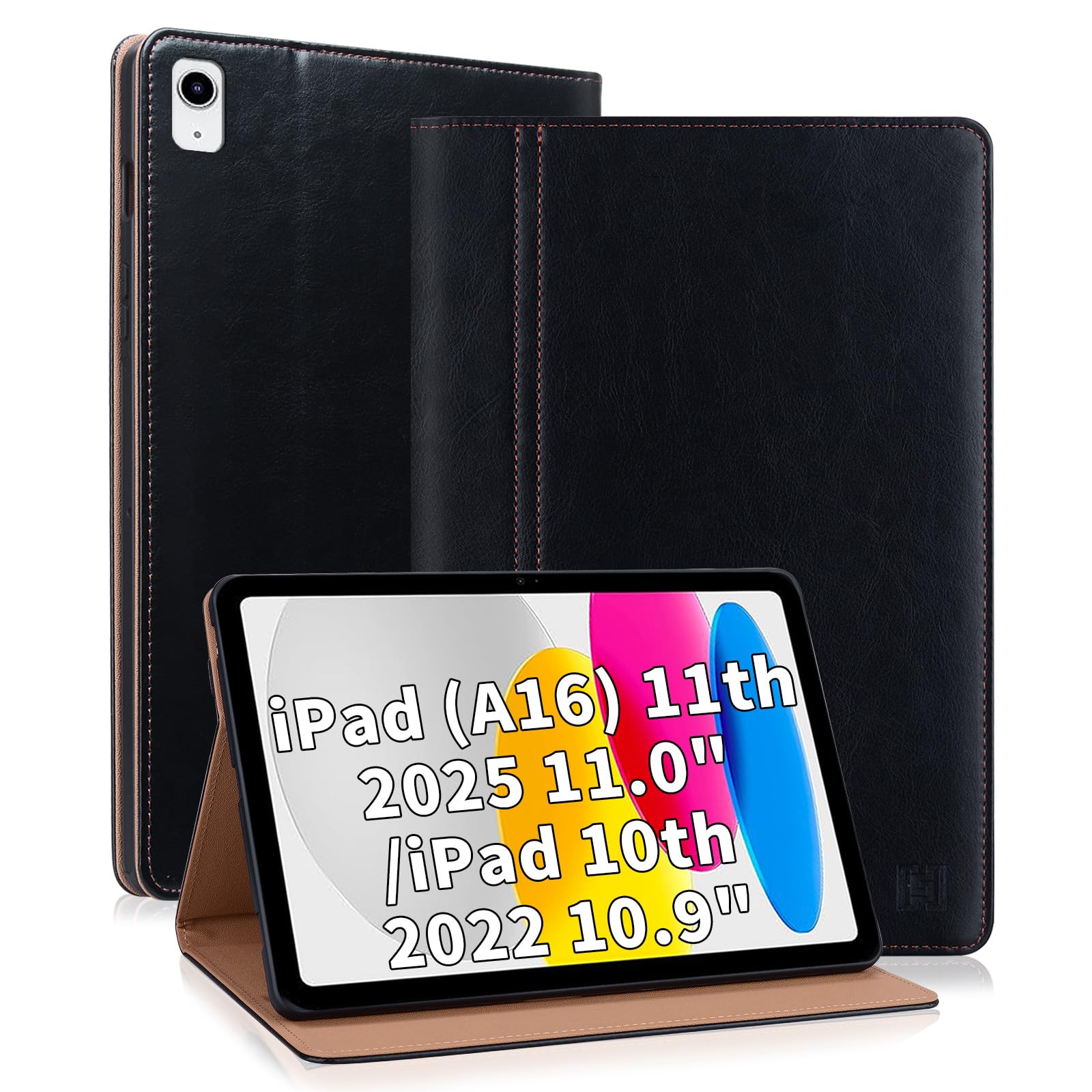 Cicili Hülle für iPad 11 Zoll 2025 11. Generation (A16), iPad 10. Generation 10,9 Zoll 2022 Folio Schutzhülle mit Ständer PU Lederhülle Flip Case Cover, Schwarz