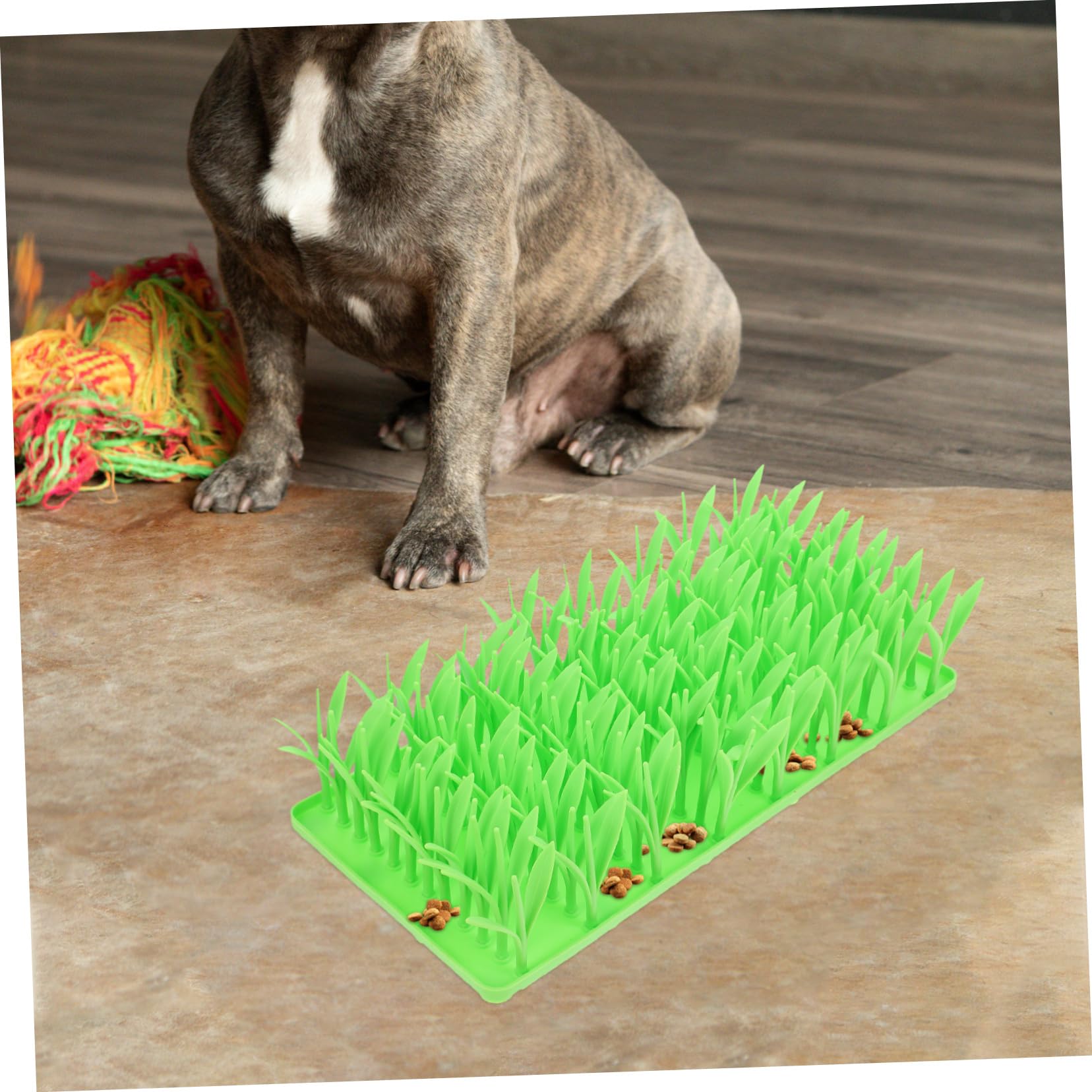 Mikikit Silikon Futtermatte mit Grasmotiv für Katzen und Hunde rutschfest Interaktive Such und Schnüffelmatte Langsam Fütternd