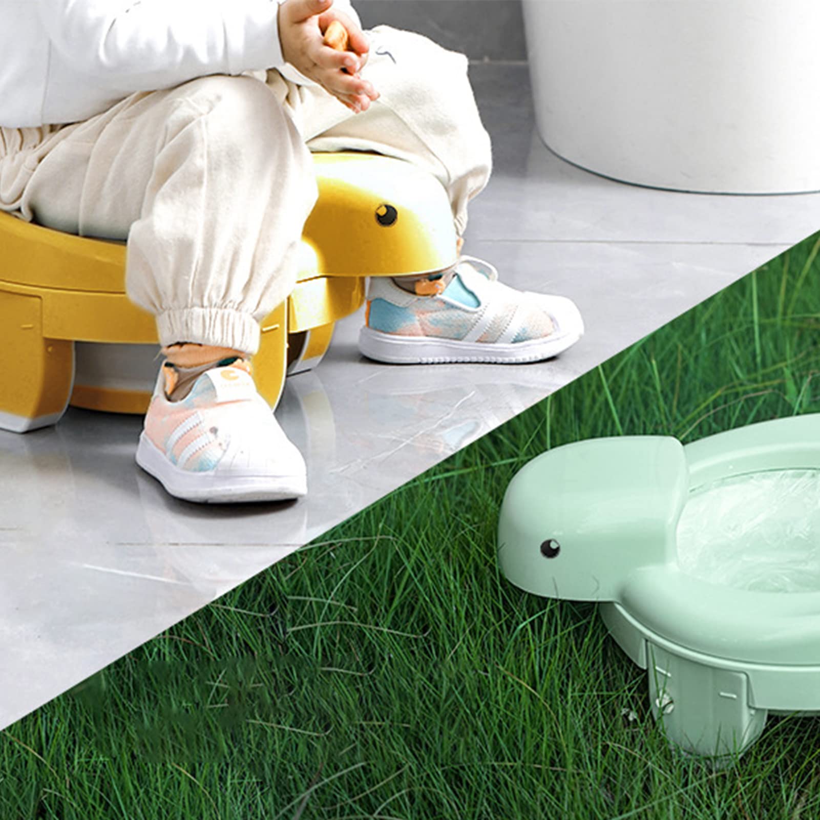Asiento de inodoro portátil para entrenamiento de orinal, orinal de viaje para niños pequeños, inodoro plegable 4 en 1 para niños y niñas, para llevar el orinal de bebé, silla de orinal para
