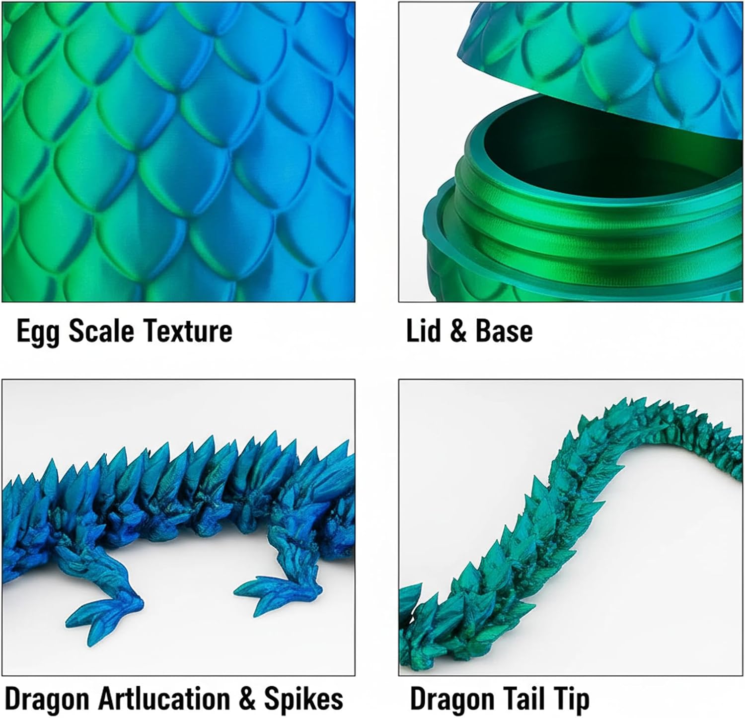 3D Printed Dragon Eggs, Tabletop Decor with 3D Printed Animals, Unique Collectible Display for Adult, Gift Ideal for Easter Basket Stuffers
