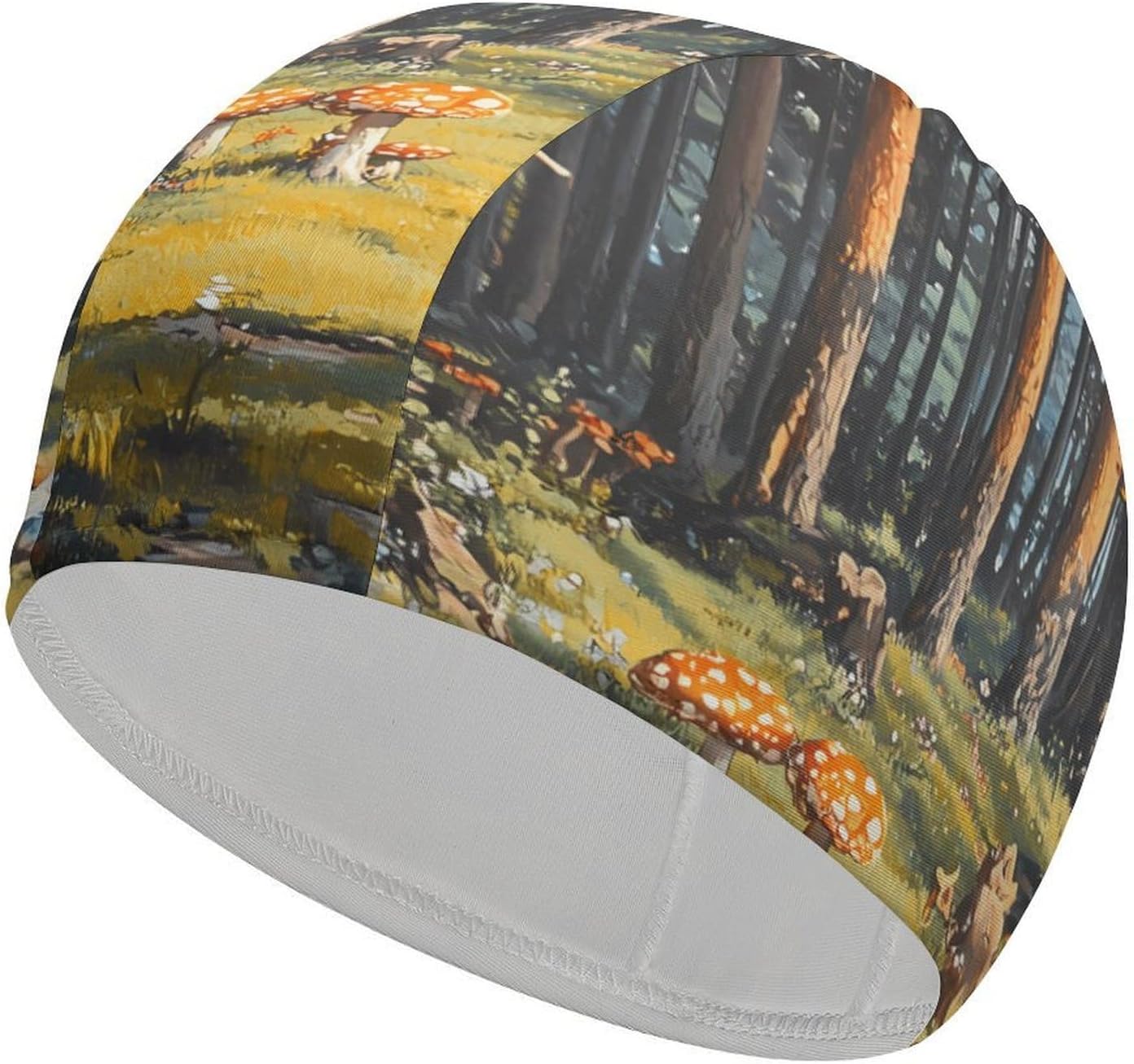 Fairies Hide Seek Forests Trees Mushrooms Womens Swim Cap for Men Adult Swimming Hat Curly Short Medium Long Hair