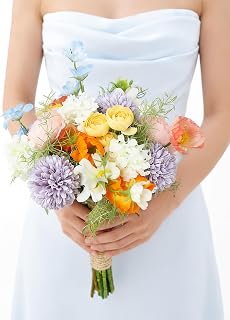Rinlong Pastel Bridesmaid Bouquet for Wedding, Prom, Homecoming