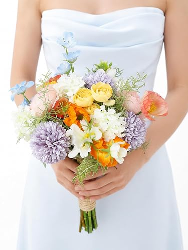 Rinlong Pastel Bridesmaid Bouquet for Wedding, Prom, Homecoming | Silk