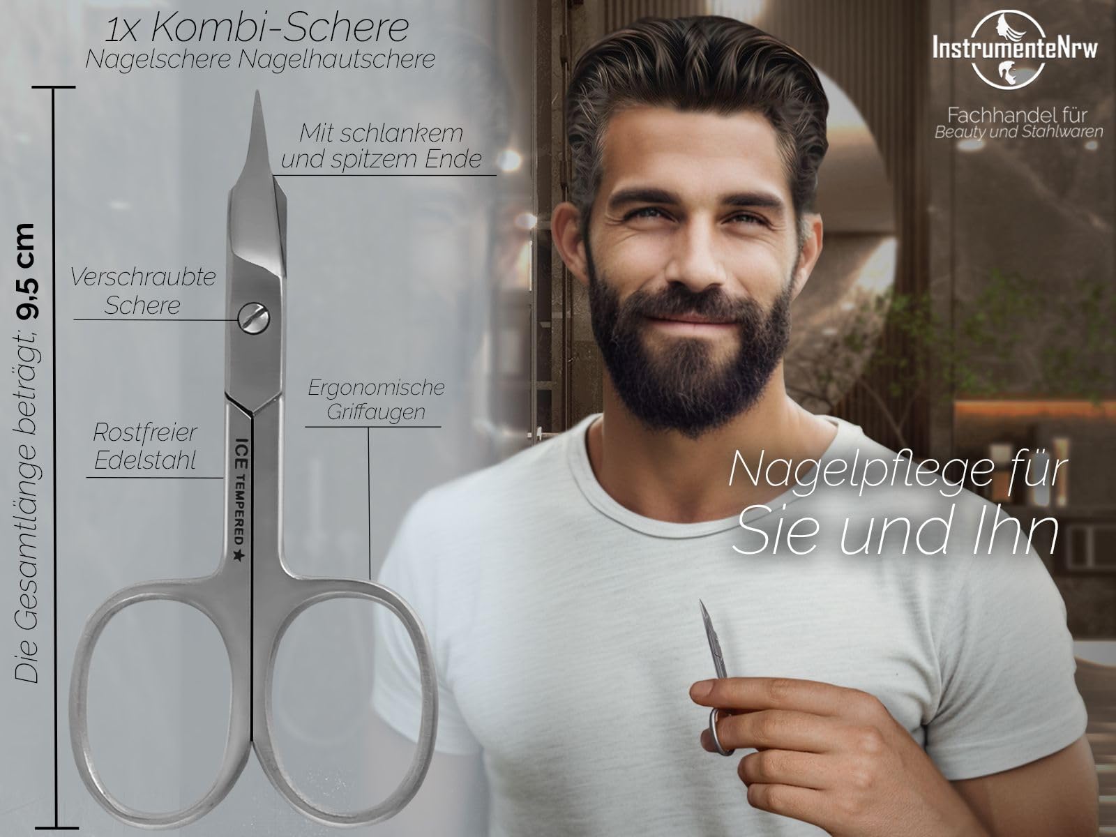 Profi Nagelscheren-Set - Hautschere Gebogen - Kombi Set für Finger und Fußnägel