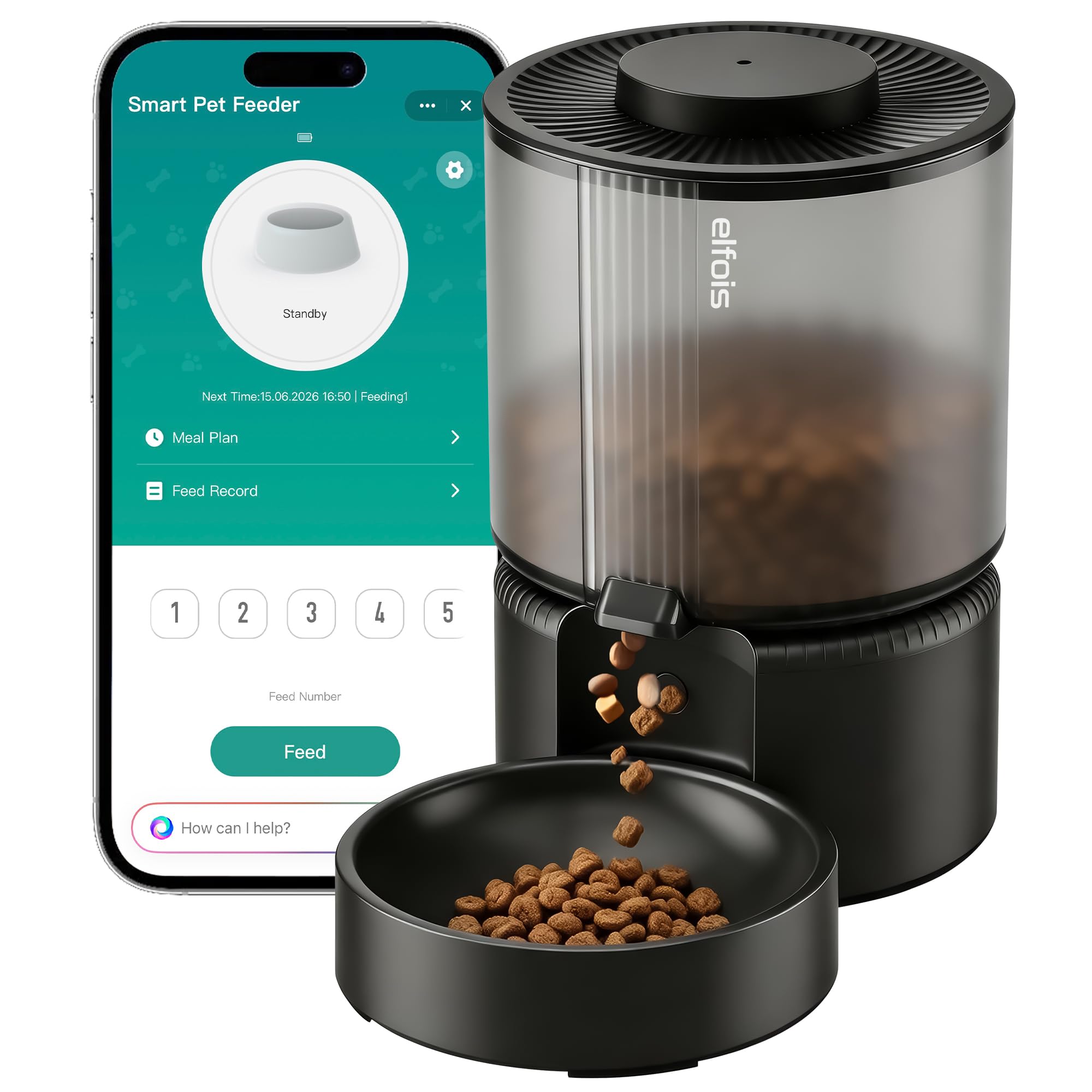 WiFi Futterautomat Katze, Smart App-Steuerung, 3L