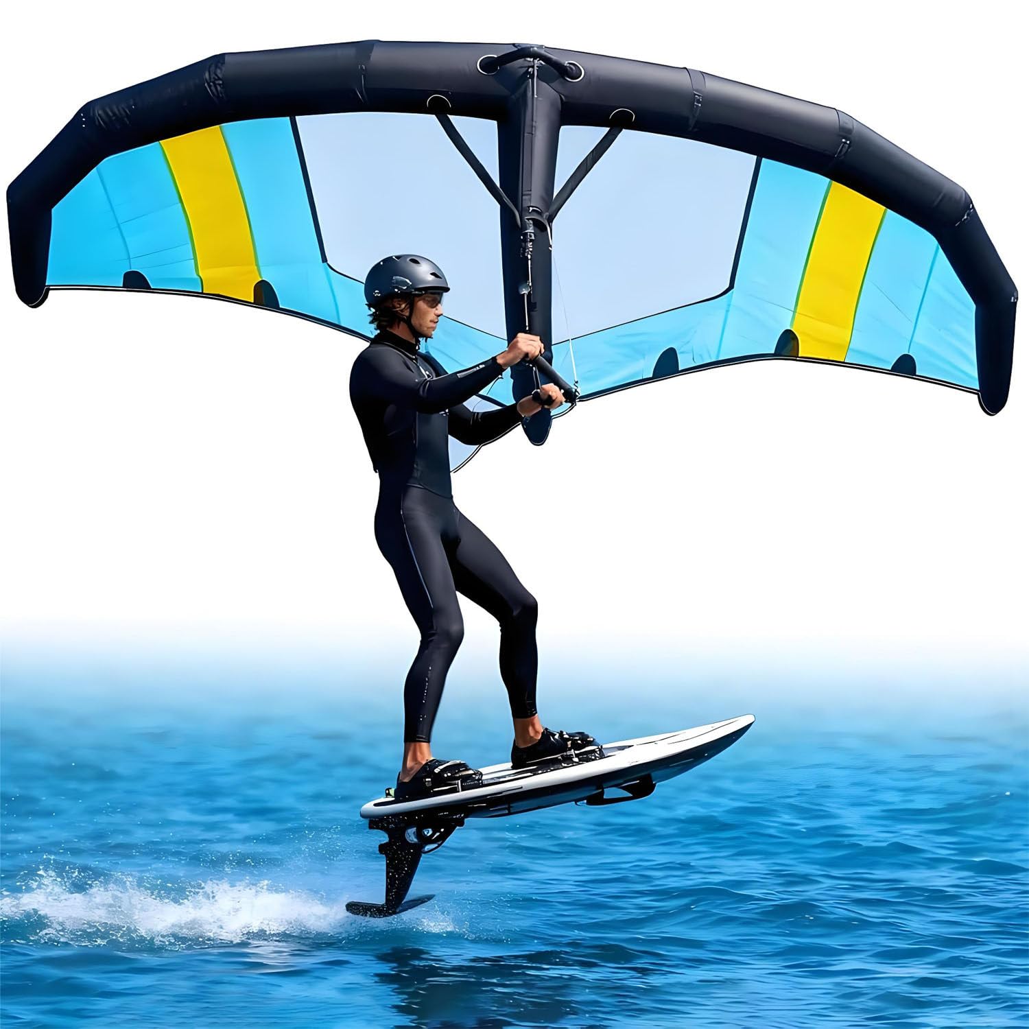 Handgeführter Wind-Wing mit Fenster (4 m², 5 m², 6 m²) 6㎡ | Aufblasbarer Wing für Wing-Foiling, tragbarer Kitesurf-Wing für Hydrofoil-Boards und Wassersport