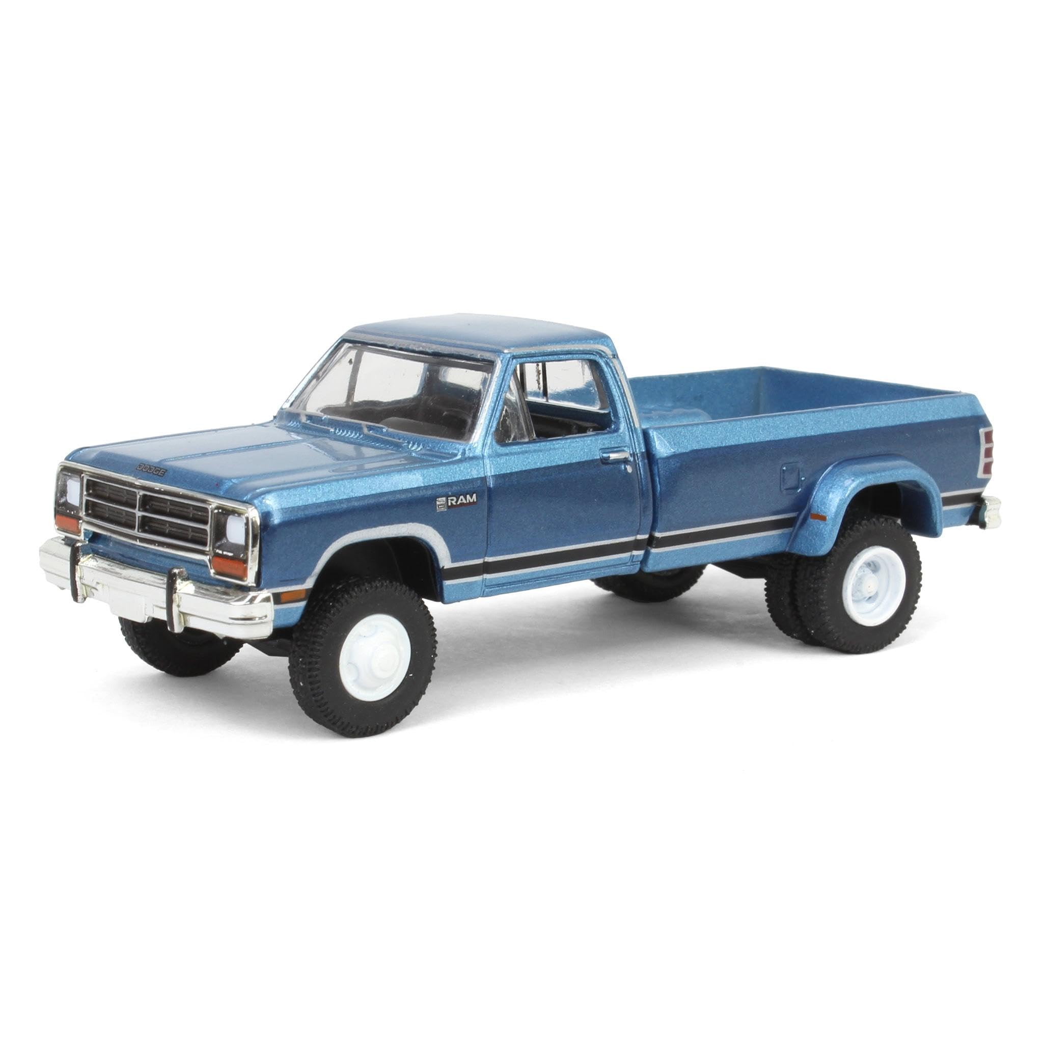 Greenlight Collectibles 1/64 1989 Dodge Ram D-350, Twilight Blue Metallic Dually Drivers 14 46140-B