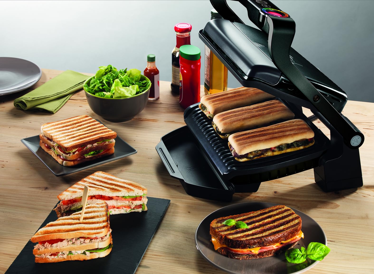 TEFAL GC7128 OPTIGRILL+ Kontaktgrill schwarz [6 Automatikprogramme; manueller Modus mit 4 Temperaturstufen; perfekte Grillergebnisse dank Messung der Dicke]
