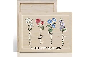 Personalized Mothers Day Gifts, Birth Month Flowers with Name, Custom Wall Art Print on Wood