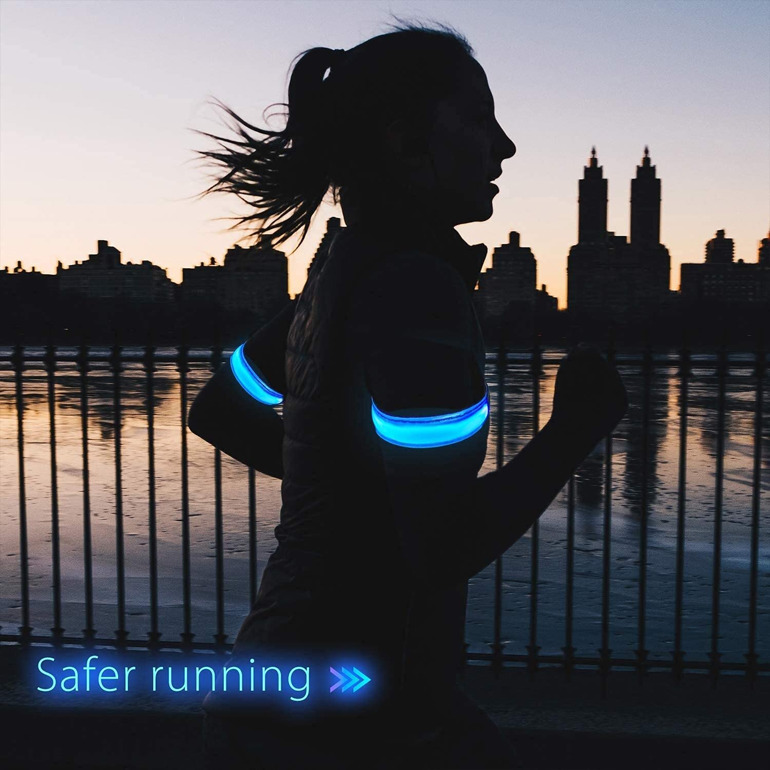 Bracciale a LED, 4 pacco lampeggiante riflettente LED Bracciale di sicurezza Bracciale Brandband Glow Sport LED Braccialetto for la notte in esecuzione, jogging, ciclismo, cane che cammina e esercizio
